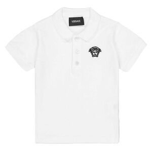 Versace Boys Embroidered Logo Polo Shirt / White
